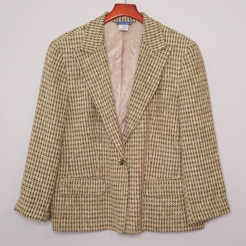 {Austin Reed} Vintage Olive & Cream Boxy Jacket